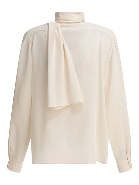 Prada scarf-collar silk shirt - Neutrals - zdjęcie produktu nr 2