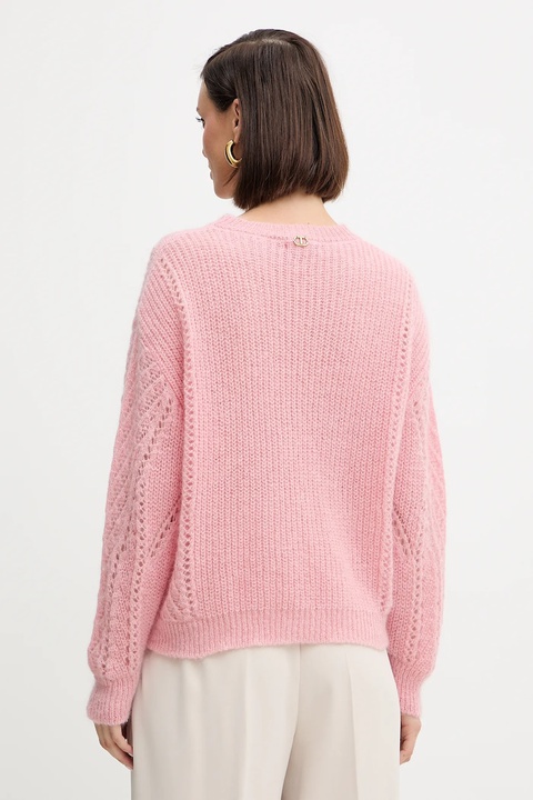 Twinset sweter z wełną damski kolor różowy lekki 252TT3201 - zdjęcie produktu nr 2