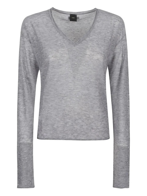 PINKO sequin-embellished V-neck top - Grey - zdjęcie produktu nr 1