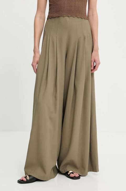 Answear.LAB spodnie damskie kolor zielony szerokie high waist - zdjęcie produktu nr 1