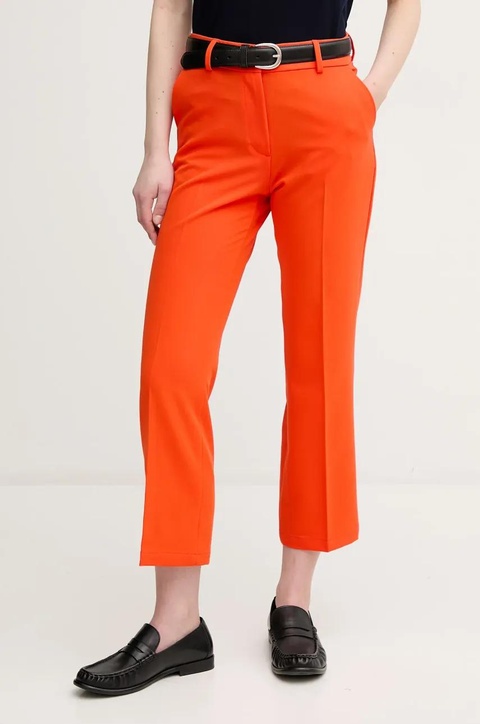 Sisley spodnie damskie kolor pomarańczowy proste high waist 4KVXLE02X - zdjęcie produktu nr 1