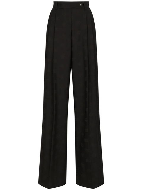 Dolce & Gabbana logo-jacquard wool palazzo pants - Black - zdjęcie produktu nr 1