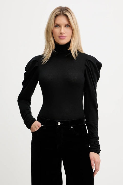 Twinset sweter z dodatkiem wełny damski kolor czarny lekki z golfem 252AT3080 - zdjęcie produktu nr 1