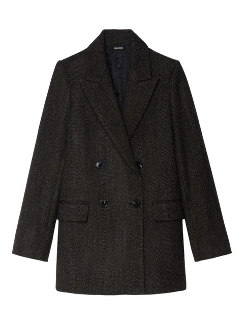 Zadig&Voltaire herringbone double-breasted coat - Brown - zdjęcie produktu nr 1