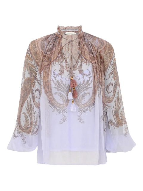 ZIMMERMANN paisley-print ruffled blouse - Purple - zdjęcie produktu nr 1