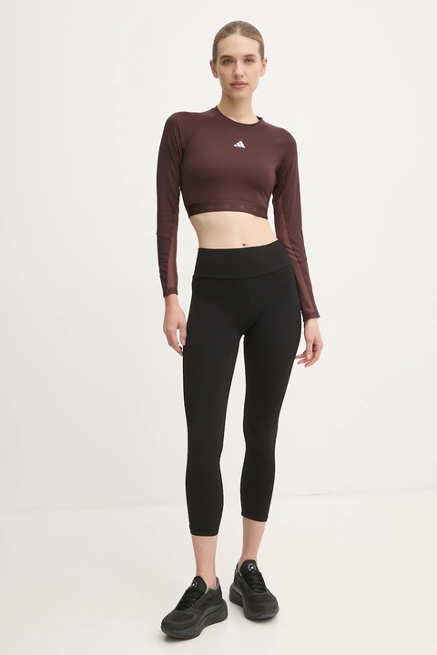 adidas Performance longsleeve treningowy Hyperglam kolor brązowy IX3247 - zdjęcie produktu nr 2