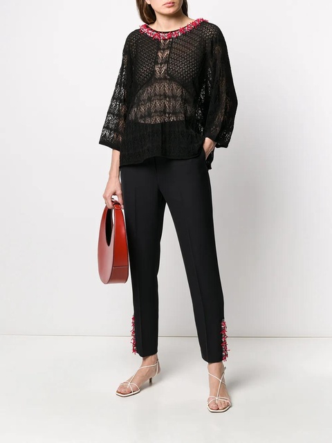 Blumarine high-waisted embellished trousers - Black - zdjęcie produktu nr 2