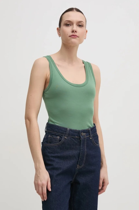 United Colors of Benetton top bawełniany kolor zielony 3GA2DH010 - zdjęcie produktu nr 1