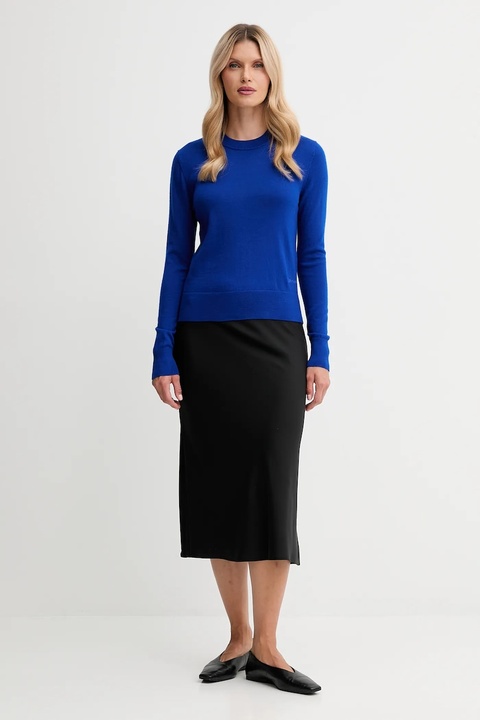 Calvin Klein sweter z dodatkiem wełny damski kolor niebieski lekki LV044D370G - zdjęcie produktu nr 2