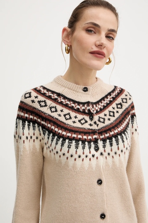 Weekend Max Mara kardigan z dodatkiem wełny CABIRIA damski kolor beżowy 2525346033600 - zdjęcie produktu nr 2