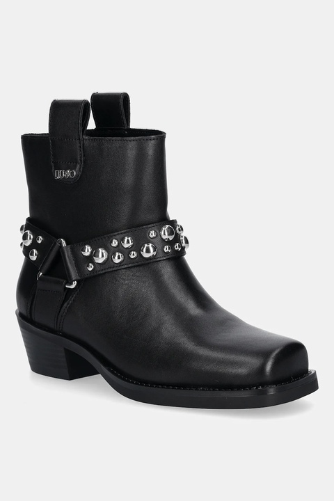 Liu Jo botki skórzane ROXY 01 damskie kolor czarny na słupku SF5047P010222222 - zdjęcie produktu nr 1