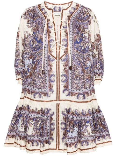 ZIMMERMANN Ottie paisley-print mini dress - Neutrals - zdjęcie produktu nr 1
