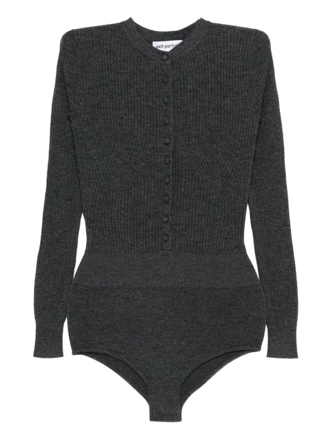 Self-Portrait ribbed-knit bodysuit - Grey - zdjęcie produktu nr 1