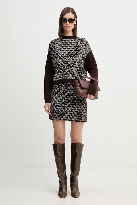 Guess sweter z domieszką wełny AUBREY damski kolor brązowy z półgolfem W5BR23 Z3JD2 - zdjęcie produktu nr 2