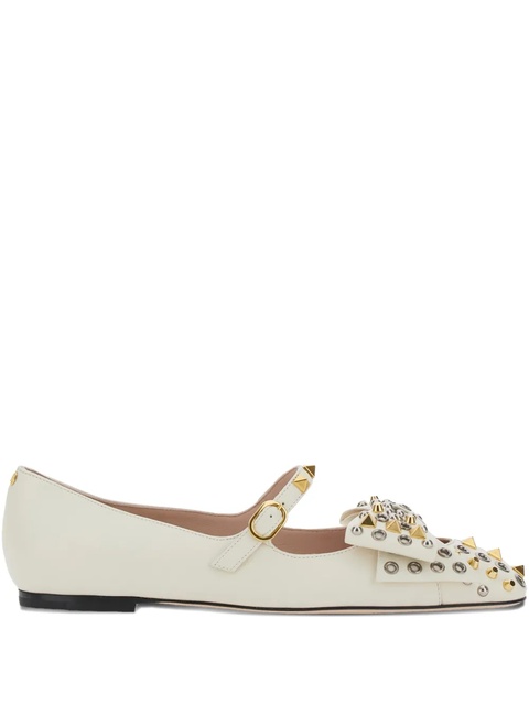 Valentino Garavani stud-embellishments leather ballet flats - White - zdjęcie produktu nr 1