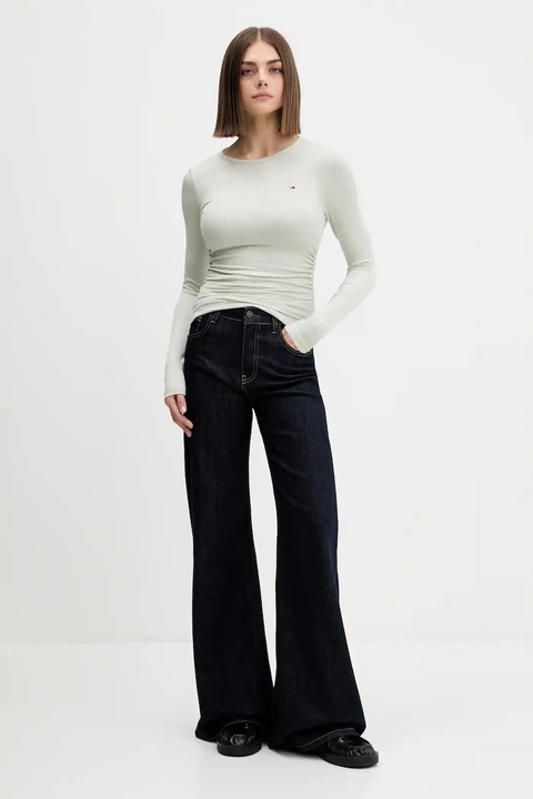 Tommy Jeans longsleeve kolor zielony DW0DW21568 - zdjęcie produktu nr 2