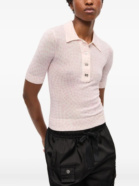 GANNI patterned-jacquard top - Pink - zdjęcie produktu nr 2