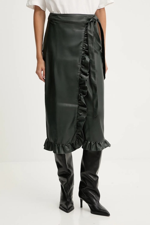 Never Fully Dressed spódnica kolor zielony midi prosta NFDSK749 - zdjęcie produktu nr 1