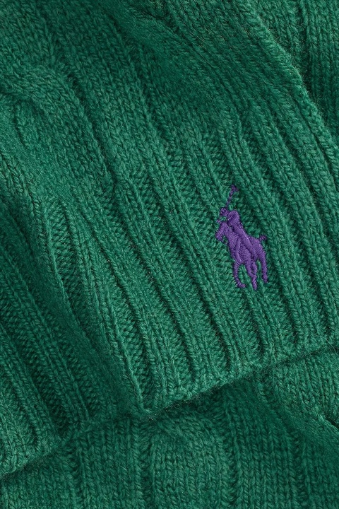 Polo Ralph Lauren szalik wełniany damski kolor zielony gładki 455956296 - zdjęcie produktu nr 2