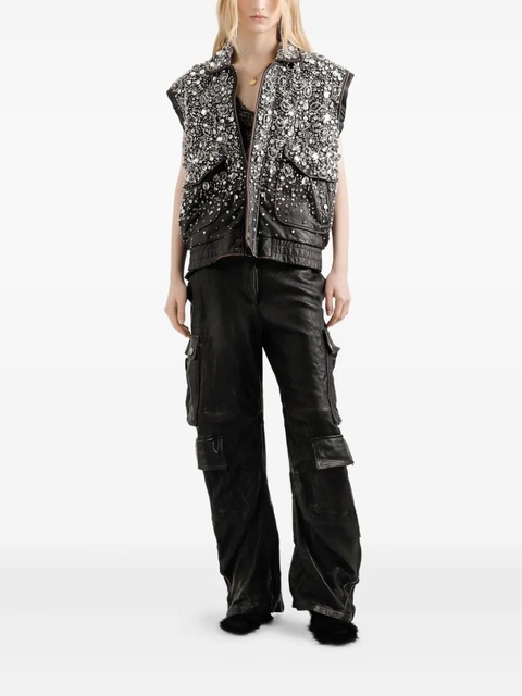 Dolce & Gabbana crystal-embellished leather vest - Brown - zdjęcie produktu nr 2