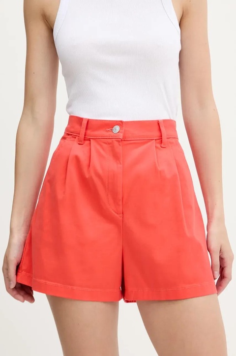Tommy Jeans szorty damskie kolor czerwony gładkie high waist DW0DW21643 - zdjęcie produktu nr 2