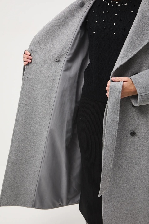Medicine płaszcz wełniany damski kolor szary - zdjęcie produktu nr 2
