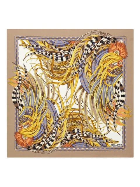 Ferragamo rooster print silk scarf - Neutrals - zdjęcie produktu nr 1