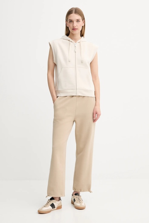Weekend Max Mara bluza PANK damska kolor beżowy z kapturem gładka 2525926041600 - zdjęcie produktu nr 2