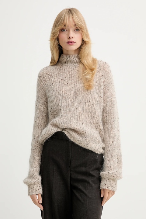 Marella sweter damski kolor beżowy z golfem 2523366334200 - zdjęcie produktu nr 1
