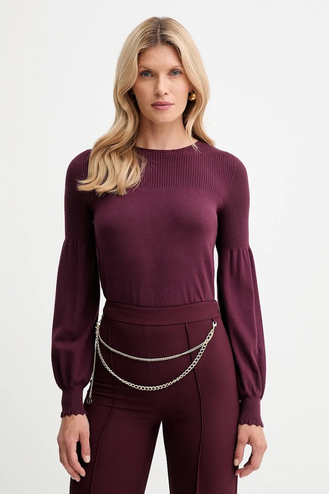 Twinset sweter damski kolor bordowy lekki 252TP3061 - zdjęcie produktu nr 1