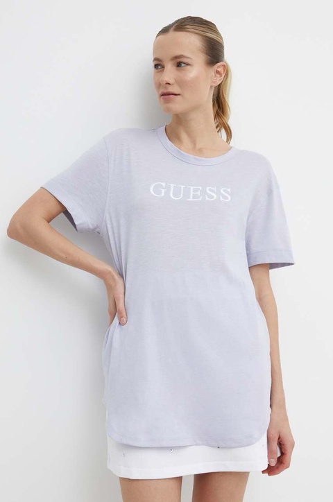 Guess t-shirt bawełniany AYLA damski kolor fioletowy V4GI06 K8G01 - zdjęcie produktu nr 1