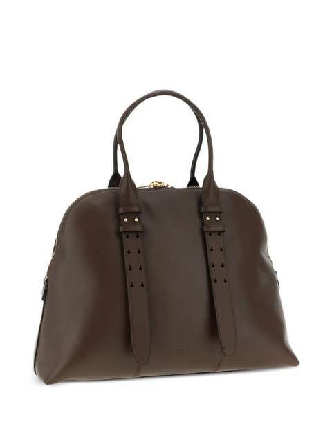 PINKO Escape love birds logo leather bowling maxi tote bag - Brown - zdjęcie produktu nr 1