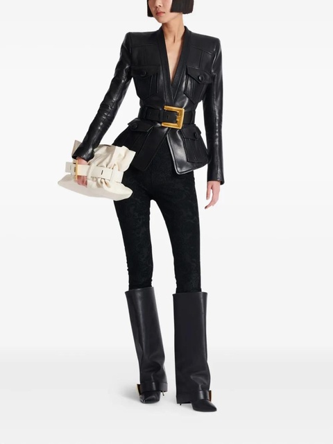 Balmain belted leather jacket - Black - zdjęcie produktu nr 2