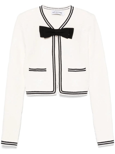 Self-Portrait bow-jacquard jacket - Neutrals - zdjęcie produktu nr 1