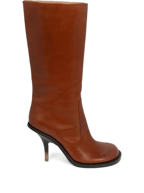DRIES VAN NOTEN 90mm round-toe leather boots - Brown - zdjęcie produktu nr 1