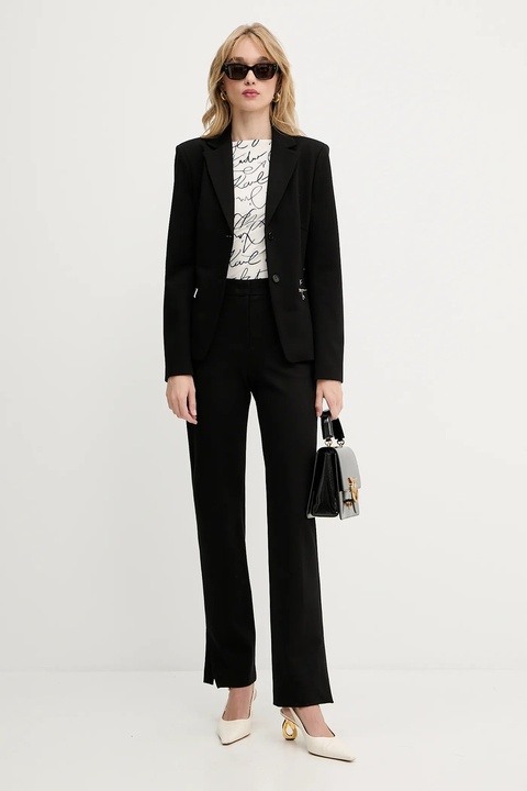 Karl Lagerfeld spodnie damskie kolor czarny proste high waist A3W10095 - zdjęcie produktu nr 2