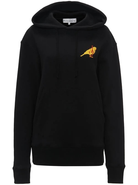 JW Anderson logo-embroidered organic cotton hoodie - Black - zdjęcie produktu nr 1