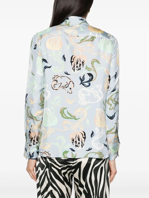 Lanvin graphic-print silk shirt - Blue - zdjęcie produktu nr 2