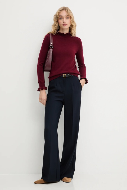 Answear.LAB sweter z kaszmirem damski kolor bordowy lekki z półgolfem - zdjęcie produktu nr 2