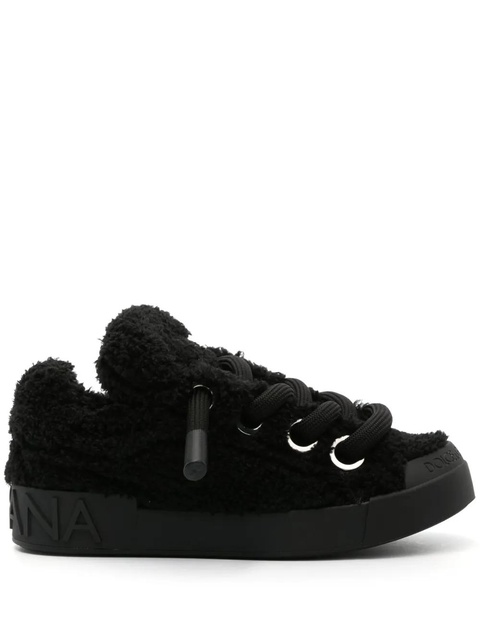 Dolce & Gabbana Portofino terry-cloth sneakers - Black - zdjęcie produktu nr 1