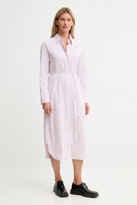 Kenzo sukienka bawełniana kolor różowy midi prosta FF62RO4049LU - zdjęcie produktu nr 1