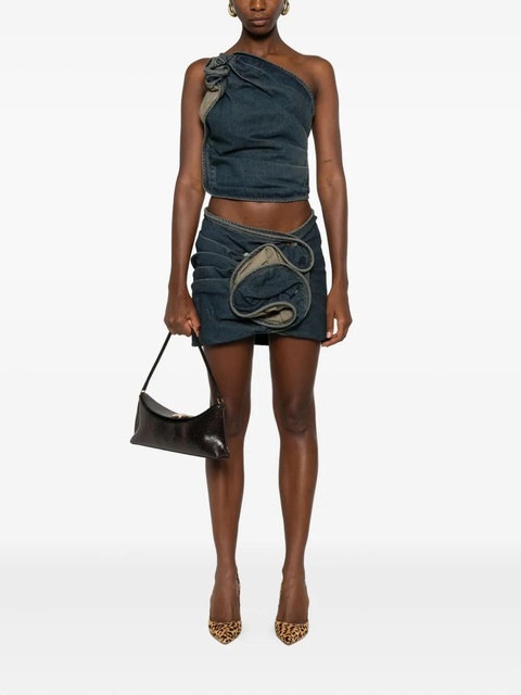 Magda Butrym floral-appliqué denim mini skirt - Blue - zdjęcie produktu nr 2