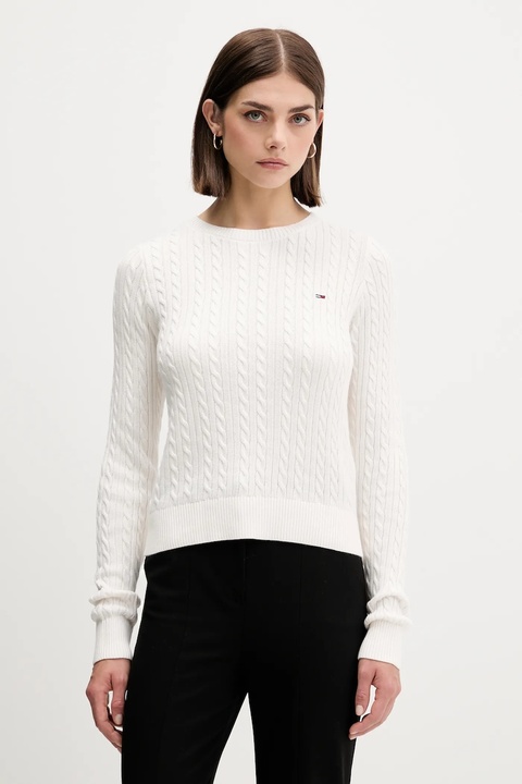 Tommy Jeans sweter bawełniany damski kolor beżowy lekki DW0DW22165 - zdjęcie produktu nr 1
