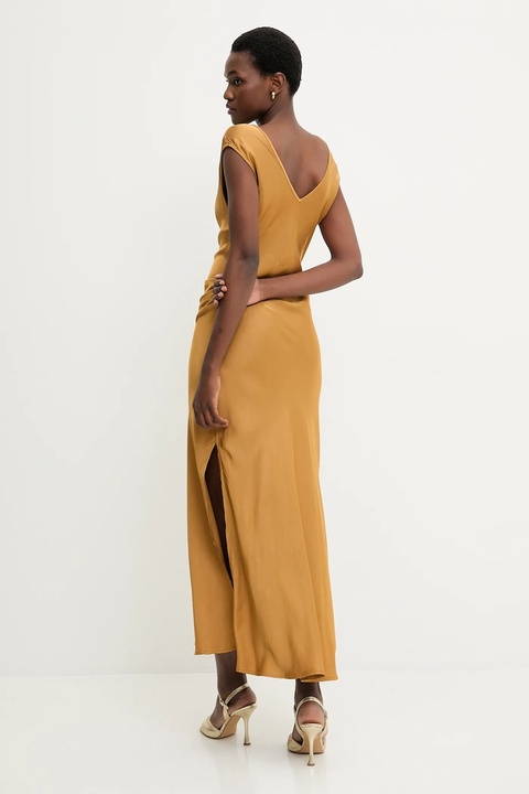 Answear.LAB sukienka kolor brązowy maxi rozkloszowana - zdjęcie produktu nr 2