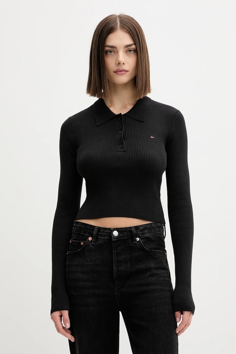 Tommy Jeans sweter damski kolor czarny lekki DW0DW21829 - zdjęcie produktu nr 1