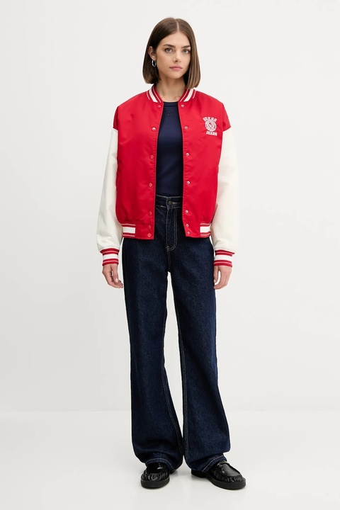 Guess Jeans kurtka bomber kolor czerwony przejściowa W5YL15 WHAA2 - zdjęcie produktu nr 2