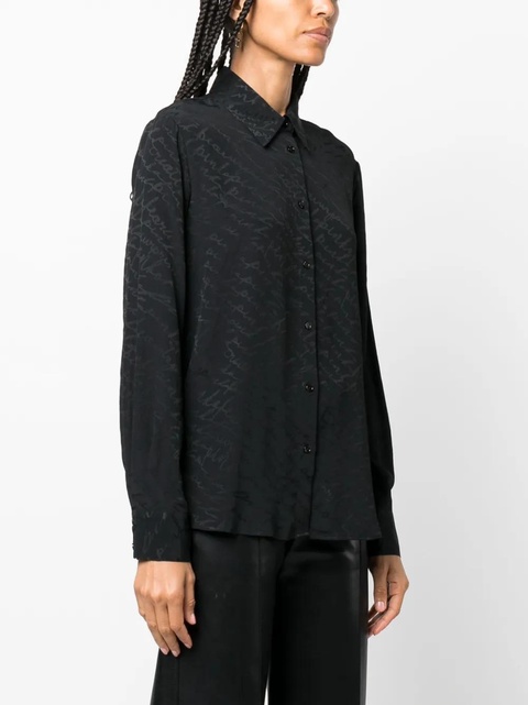 PINKO patterned-jacquard long-sleeve shirt - Black - zdjęcie produktu nr 2