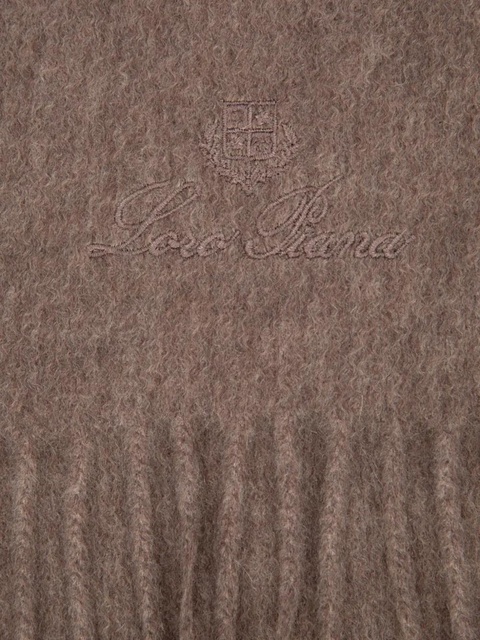 Loro Piana logo-embroidered cashmere scarf - Brown - zdjęcie produktu nr 1