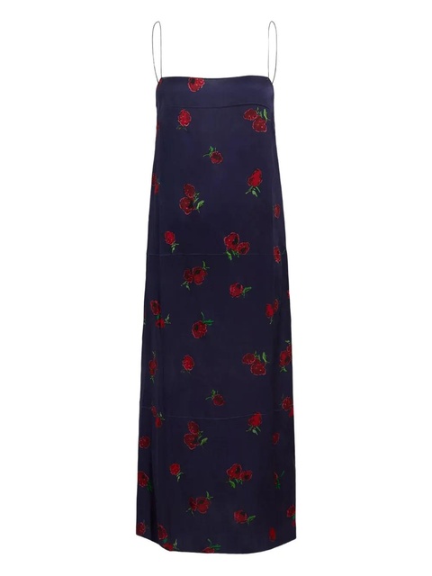 KHAITE Sicily floral-print slip midi dress - Blue - zdjęcie produktu nr 1