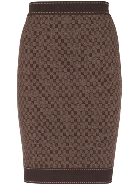 Balmain monogram-jacquard skirt - Brown - zdjęcie produktu nr 1